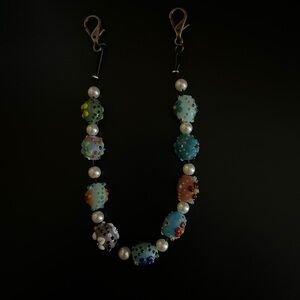 Colorful Beaded wallet chain with Pearls